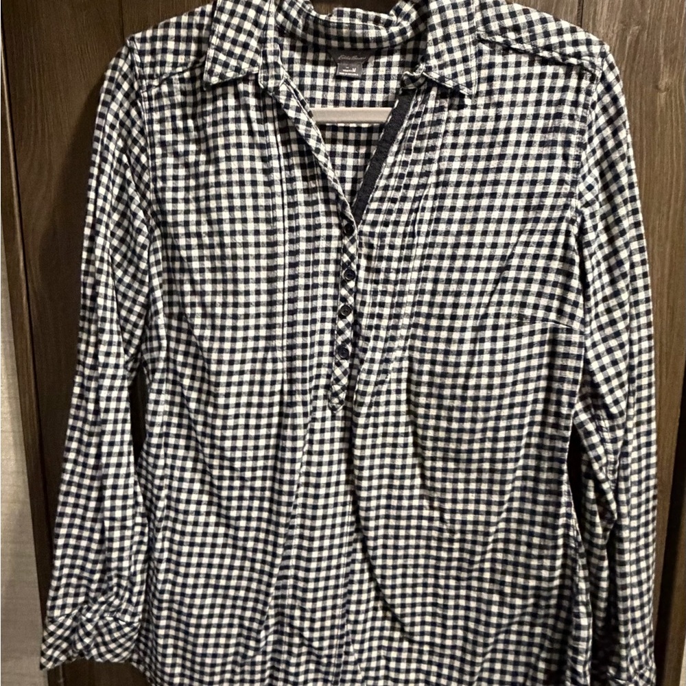 Eddie Bauer Black and White Checkered Blouse